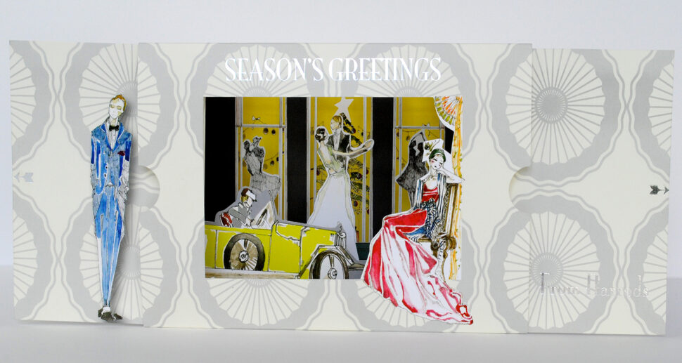 Harrods look-through Christmas greetings card