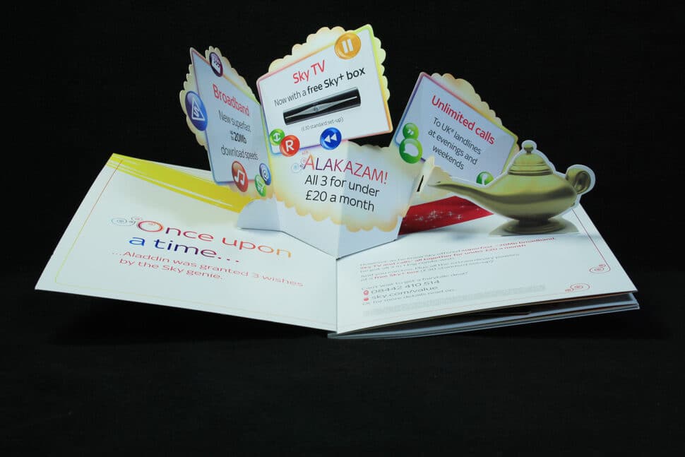 Sky's information pop up brochure elements